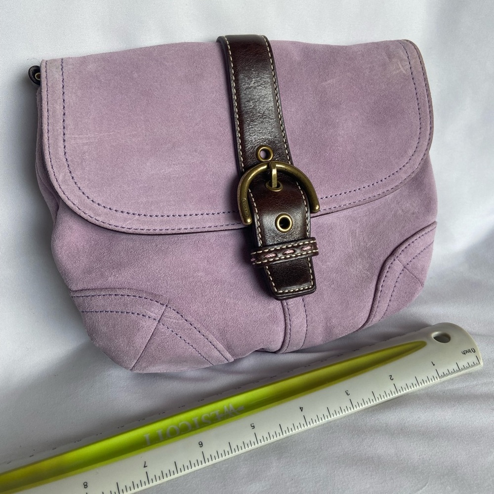 COACH lavender Suede Brown Purple Purse 4743 - Picture 3 of 13